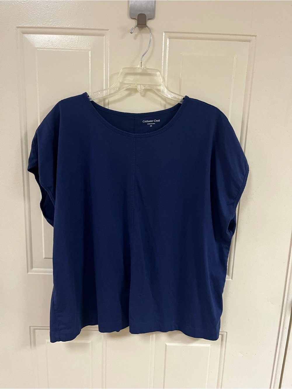 Coldwater Creek Navy Short Sleeve Scoop Neck Top